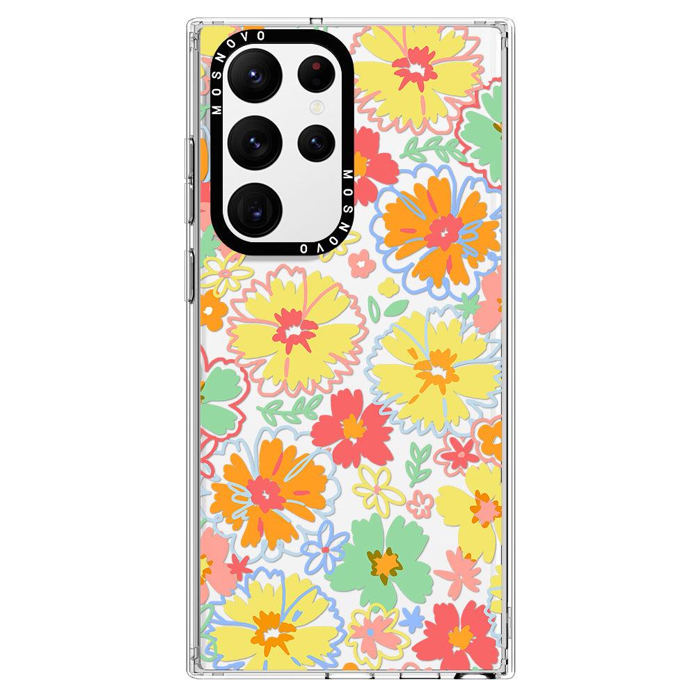 Retro Boho Hippie Flowers Phone Case - Samsung Galaxy S22 Ultra Case - MOSNOVO