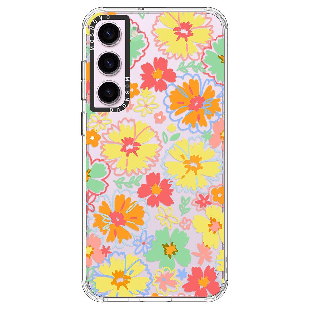 Retro Boho Hippie Flowers Phone Case - Samsung Galaxy S23 Plus Case - MOSNOVO