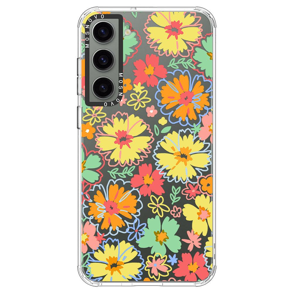 Retro Boho Hippie Flowers Phone Case - Samsung Galaxy S23 Plus Case - MOSNOVO