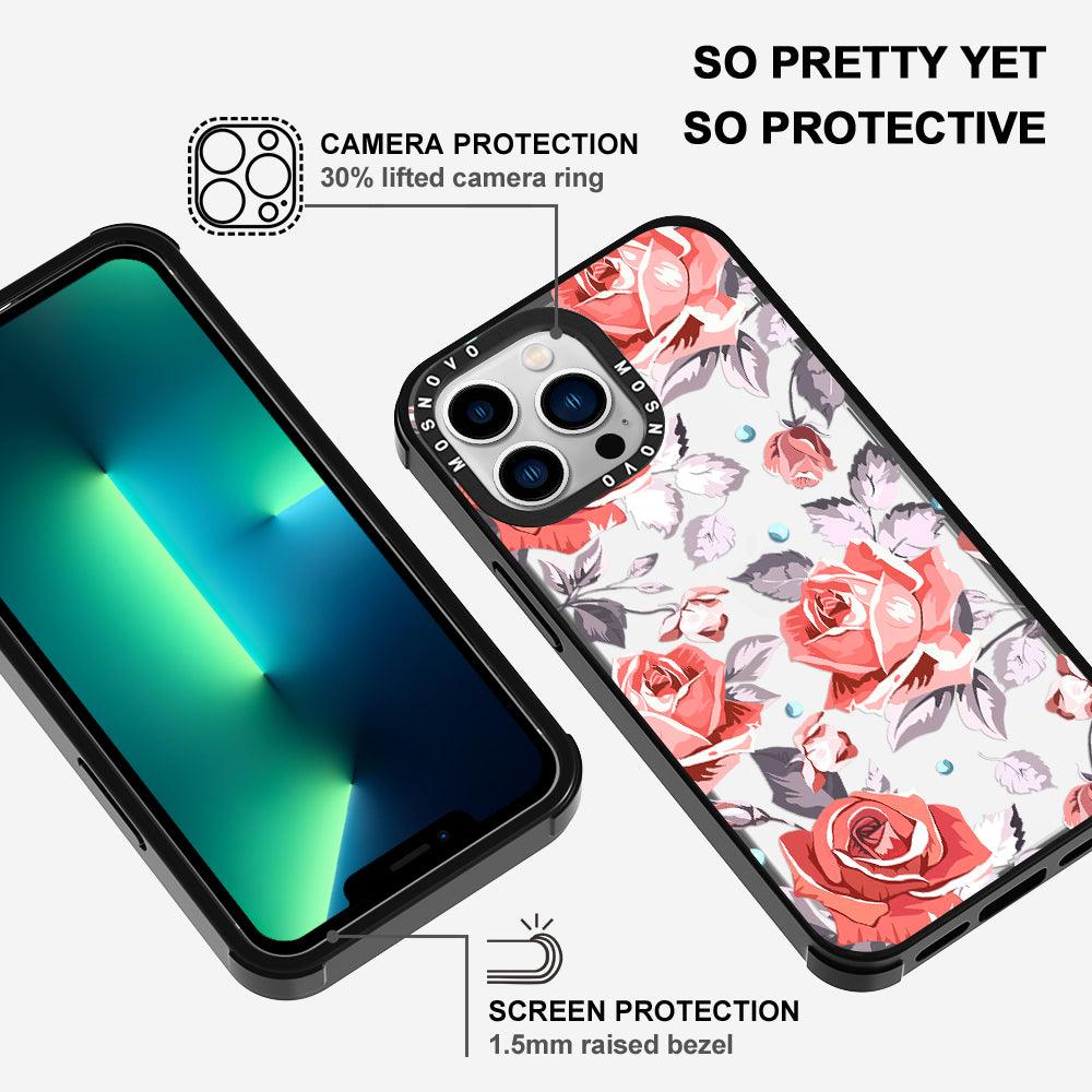 Retro Flower Roses Phone Case - iPhone 13 Pro Case - MOSNOVO