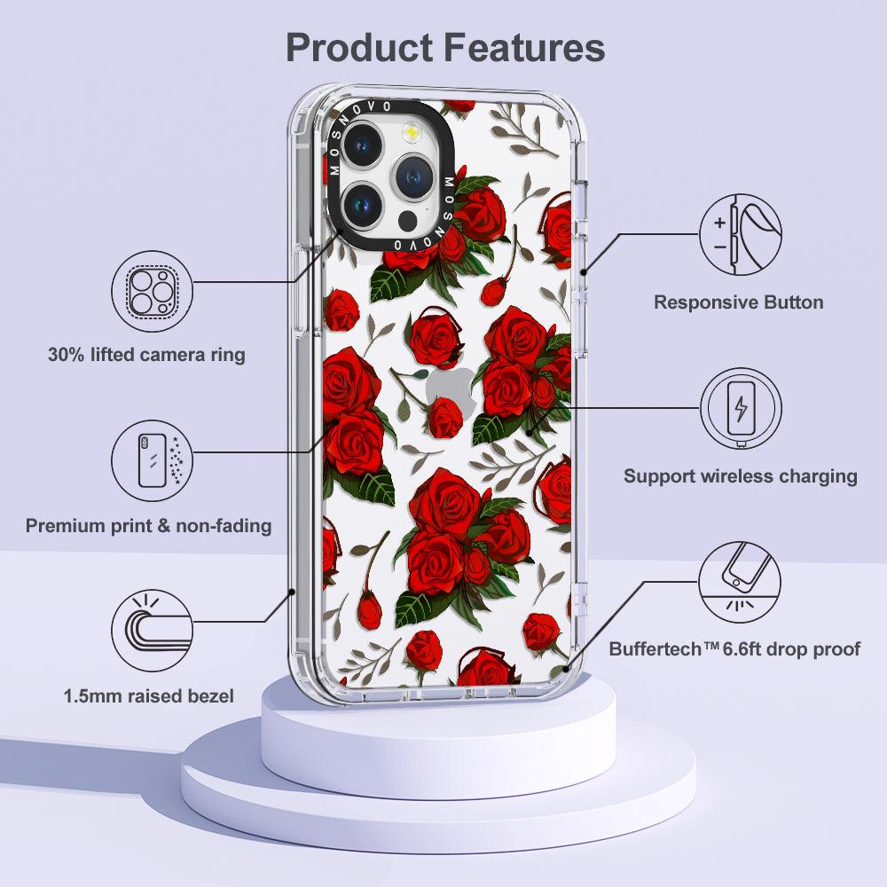 Simply Red Roses Phone Case - iPhone 12 Pro Case - MOSNOVO