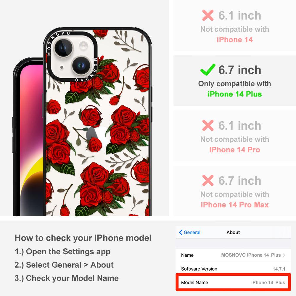 Simply Red Roses Phone Case - iPhone 14 Plus Case - MOSNOVO