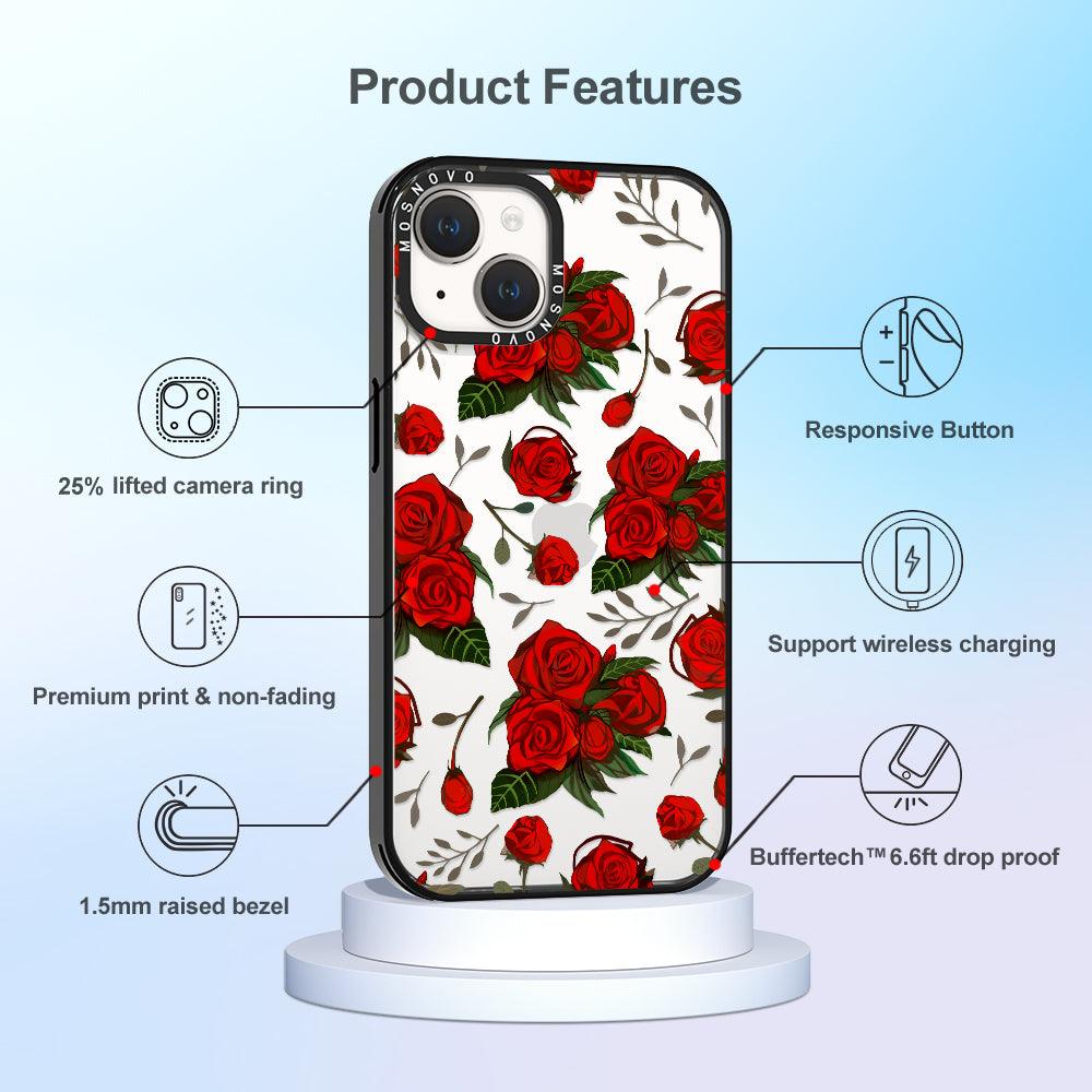 Simply Red Roses Phone Case - iPhone 14 Plus Case - MOSNOVO