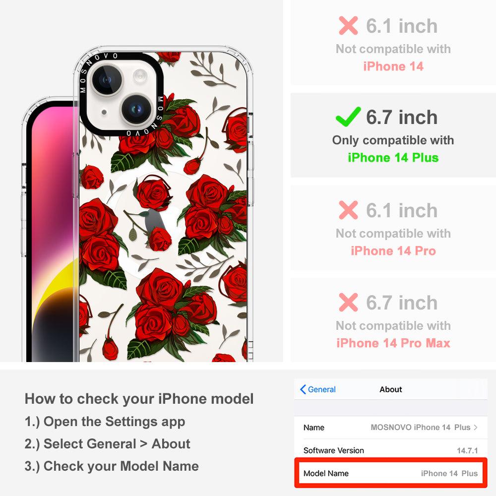 Simply Red Roses Phone Case - iPhone 14 Plus Case - MOSNOVO