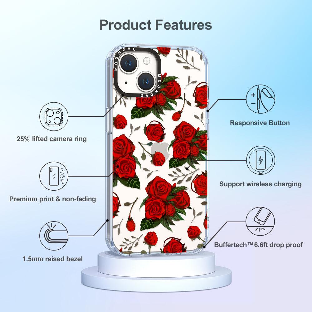 Simply Red Roses Phone Case - iPhone 14 Plus Case - MOSNOVO