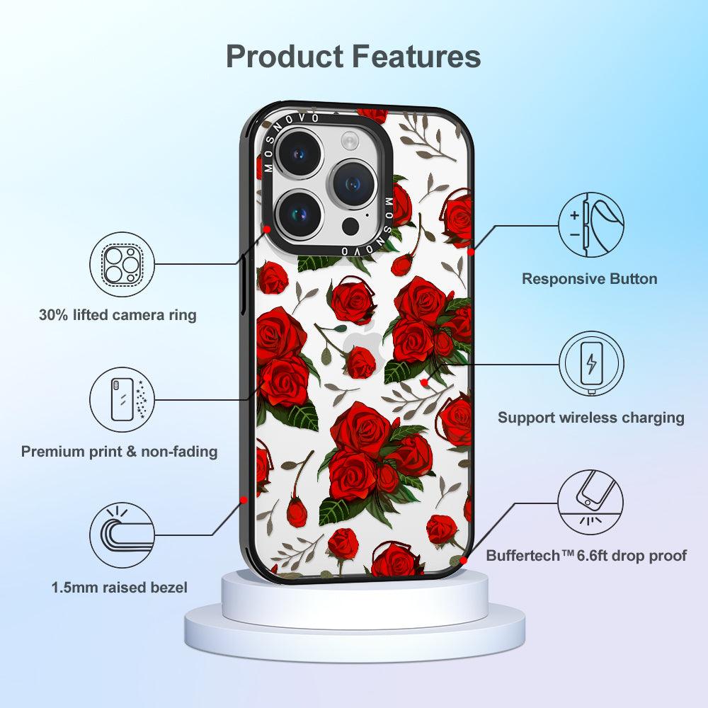 Simply Red Roses Phone Case - iPhone 14 Pro Case - MOSNOVO