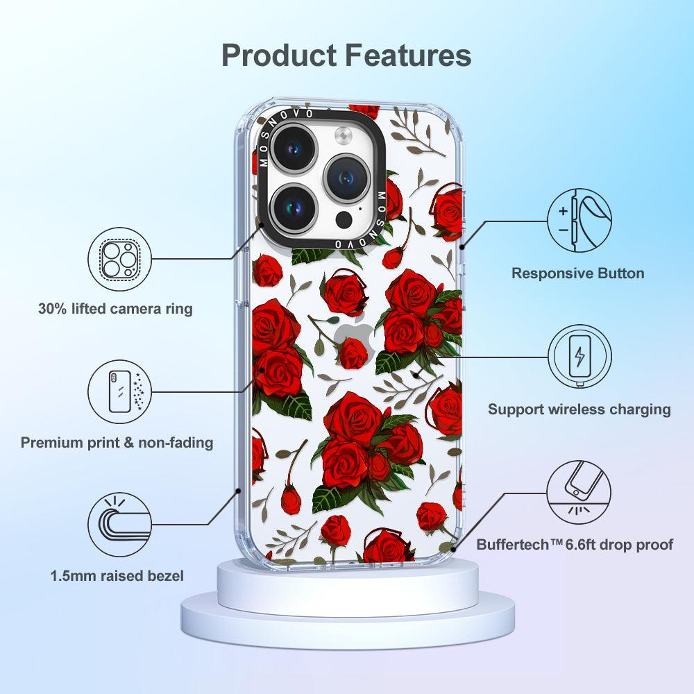 Simply Red Roses Phone Case - iPhone 14 Pro Case - MOSNOVO