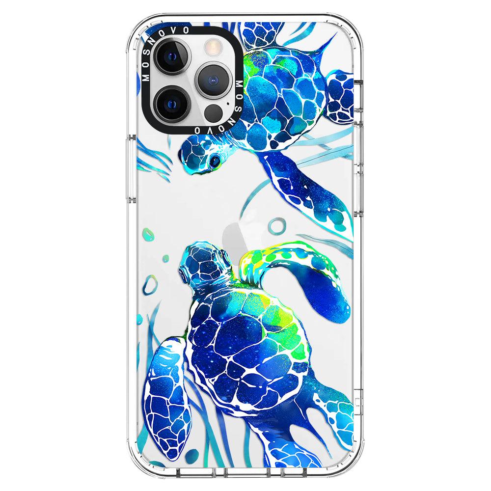 Blue Sea Turtle Phone Case - iPhone 12 Pro Case - MOSNOVO