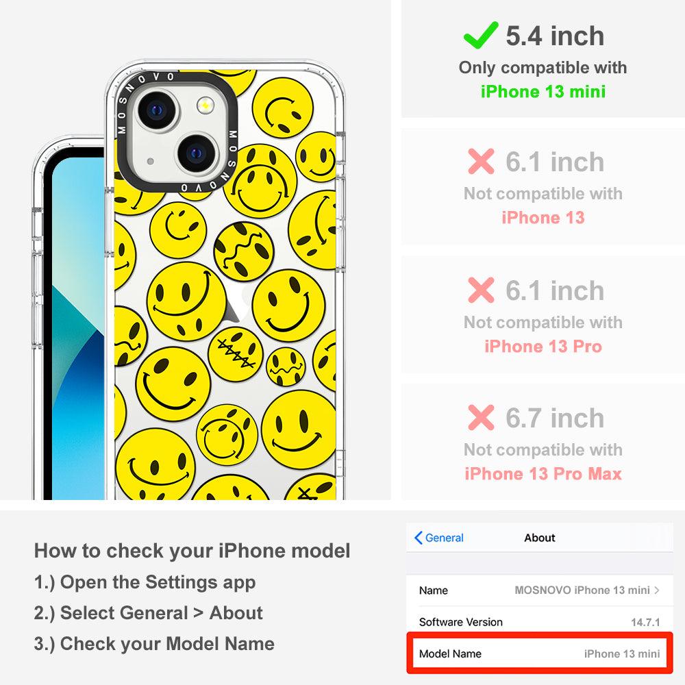 Smiley Face Phone Case - iPhone 13 Mini Case - MOSNOVO