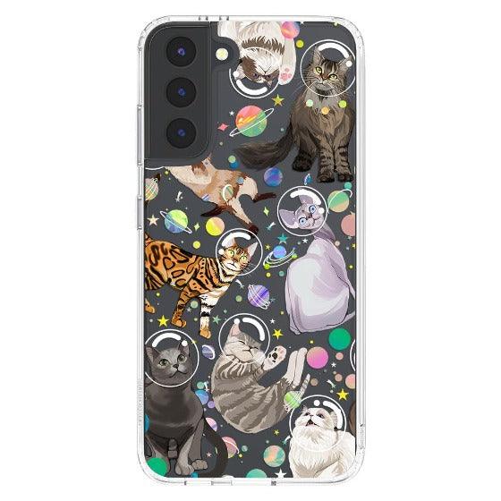 MOSNOVO Galaxy S21 Case, Cute Space Cat Pattern Clear Design Transparent  Plastic Hard Back Case with TPU Bumper Protective Case Cover for Samsung