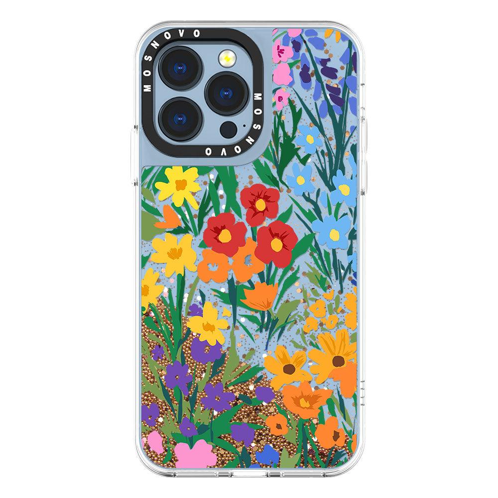 Spring Botanical Flower Floral Glitter Phone Case Iphone 13 Pro Case Mosnovo 8422