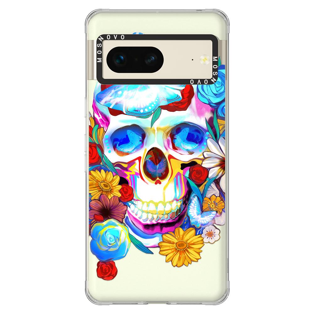 Sugar Flower Skull Phone Case - Google Pixel 7 Case - MOSNOVO