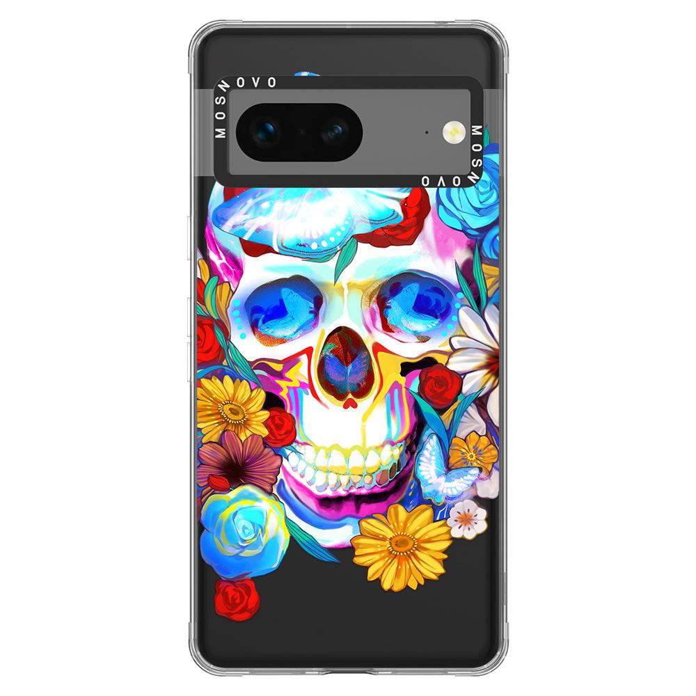 Sugar Flower Skull Phone Case - Google Pixel 7 Case - MOSNOVO