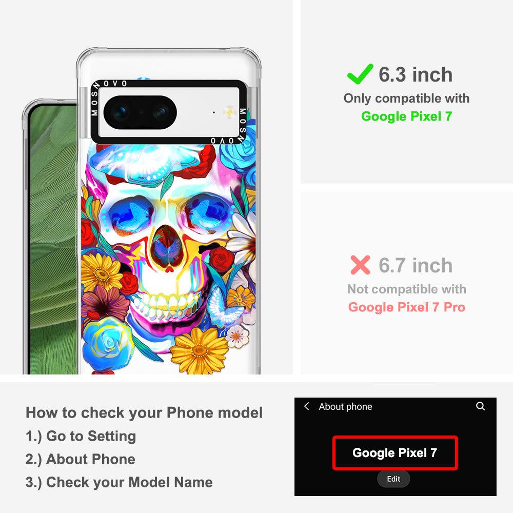 Sugar Flower Skull Phone Case - Google Pixel 7 Case - MOSNOVO