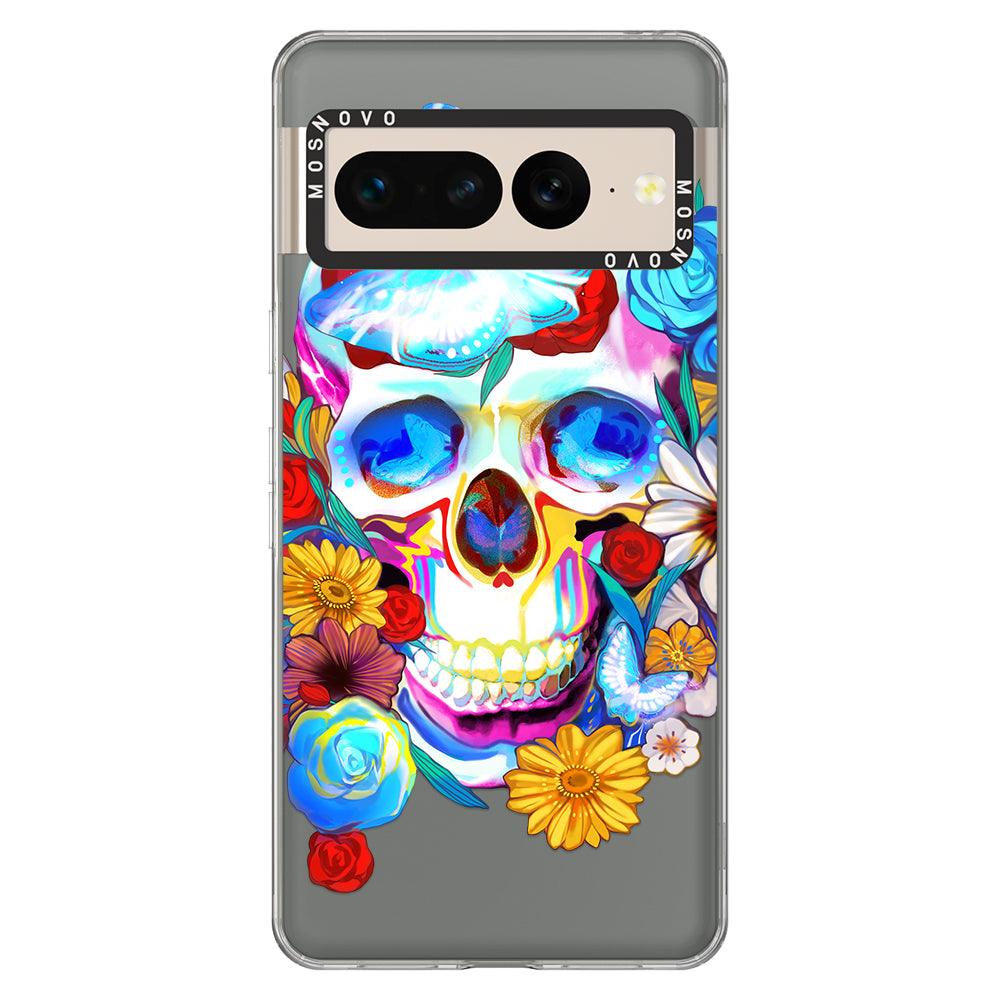 Sugar Flower Skull Phone Case - Google Pixel 7 Pro Case - MOSNOVO