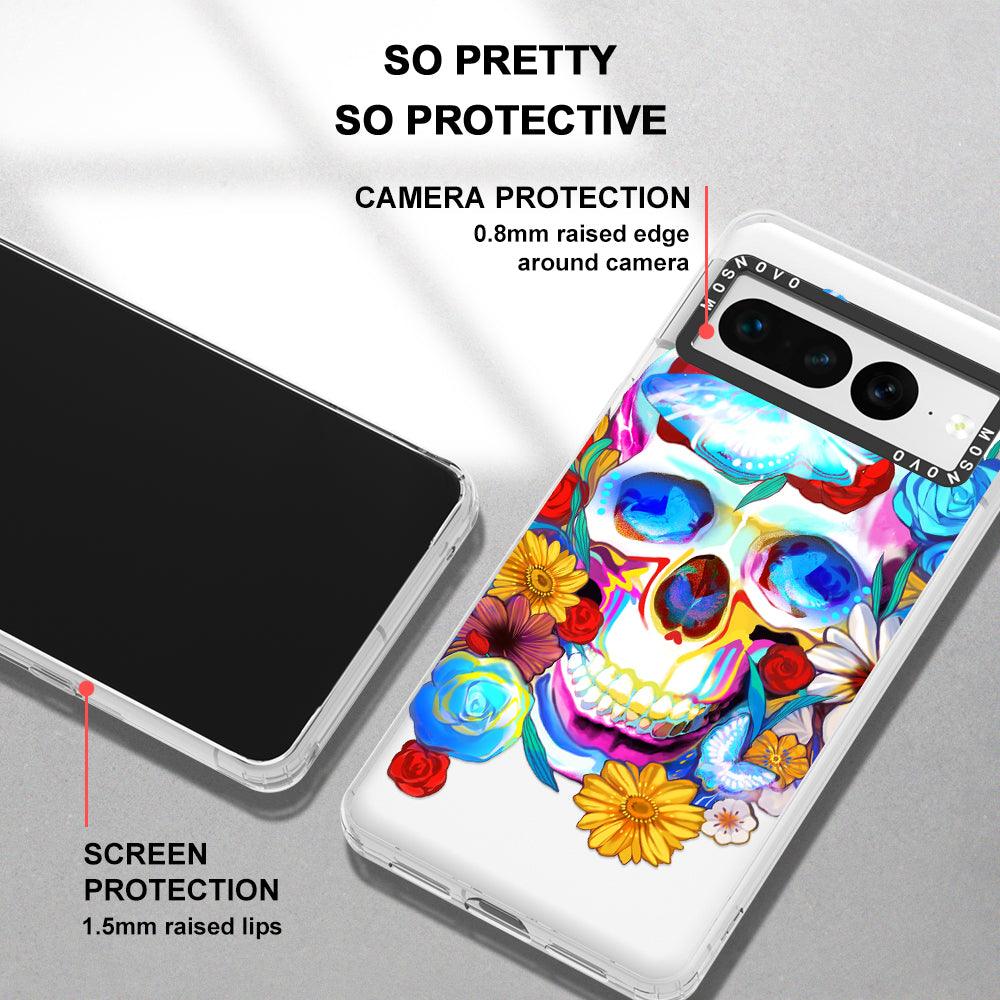 Sugar Flower Skull Phone Case - Google Pixel 7 Pro Case - MOSNOVO