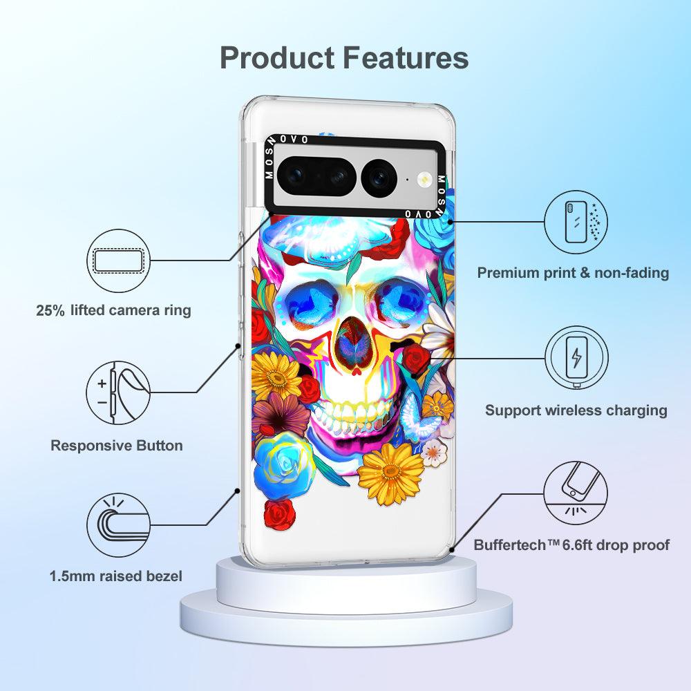 Sugar Flower Skull Phone Case - Google Pixel 7 Pro Case - MOSNOVO