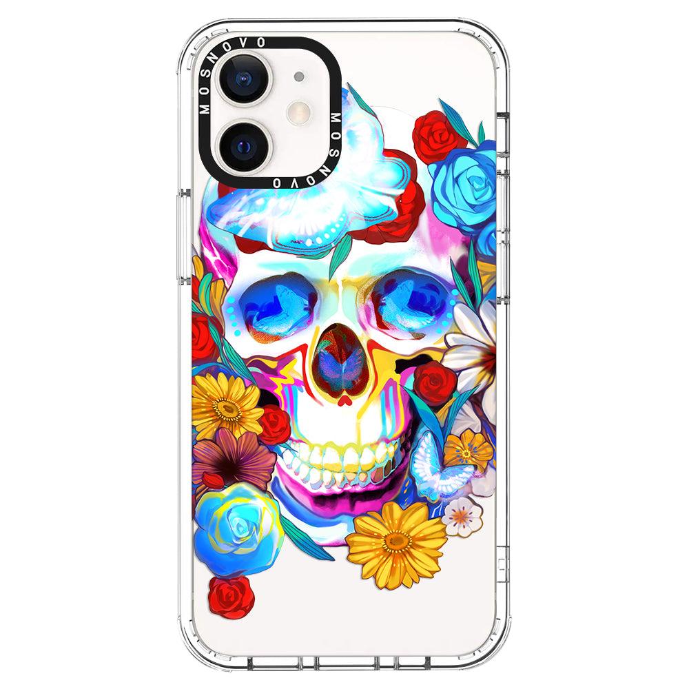 Sugar Flower Skull Phone Case - iPhone 12 Mini Case - MOSNOVO