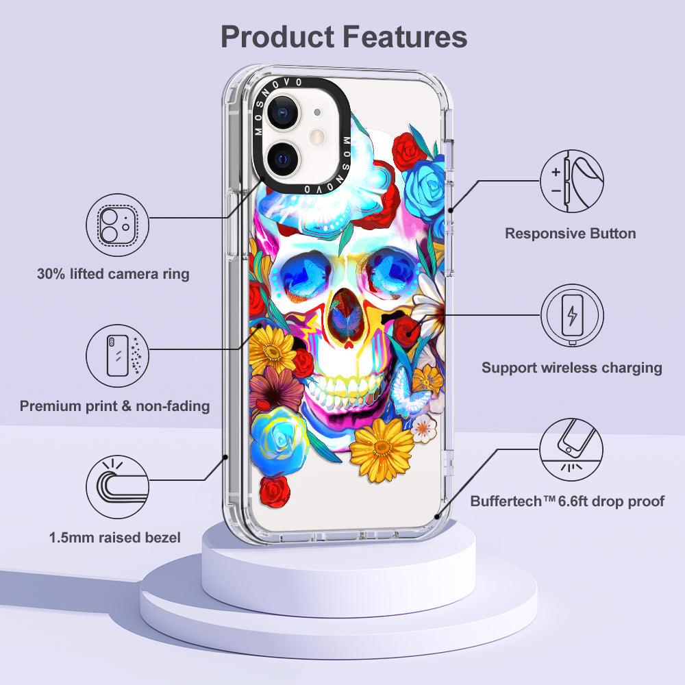 Sugar Flower Skull Phone Case - iPhone 12 Mini Case - MOSNOVO