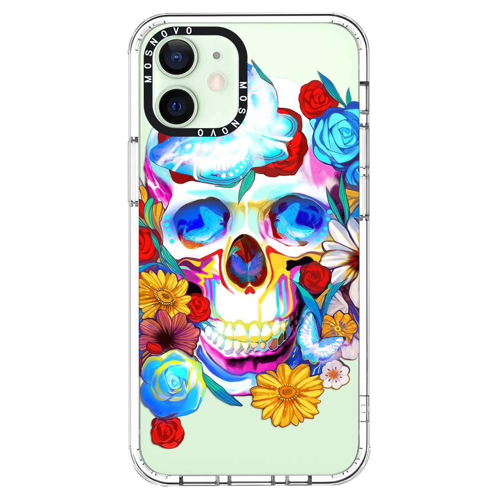 Sugar Flower Skull Phone Case - iPhone 12 Mini Case - MOSNOVO