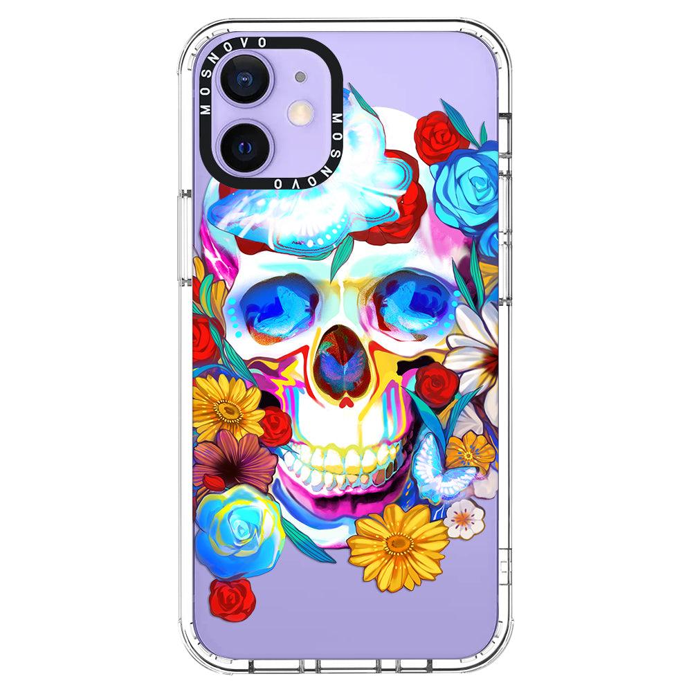 Sugar Flower Skull Phone Case - iPhone 12 Mini Case - MOSNOVO