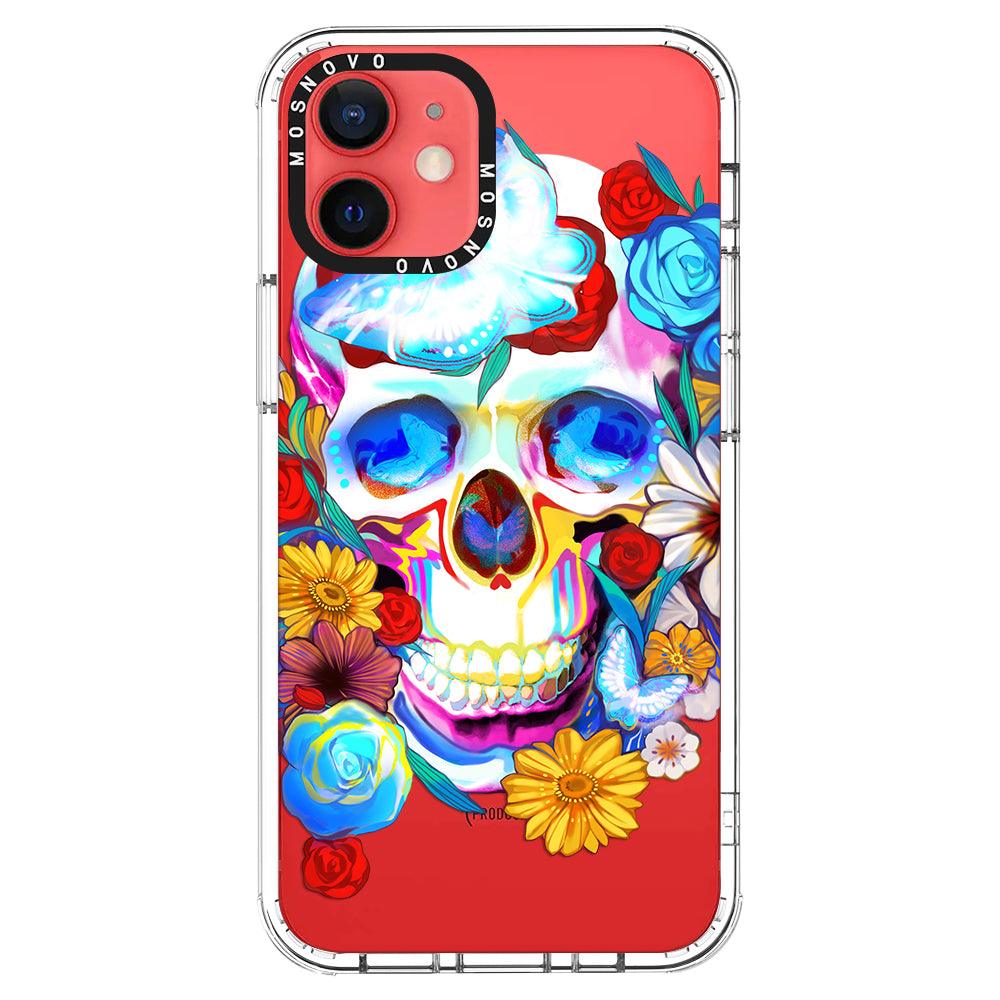 Sugar Flower Skull Phone Case - iPhone 12 Mini Case - MOSNOVO