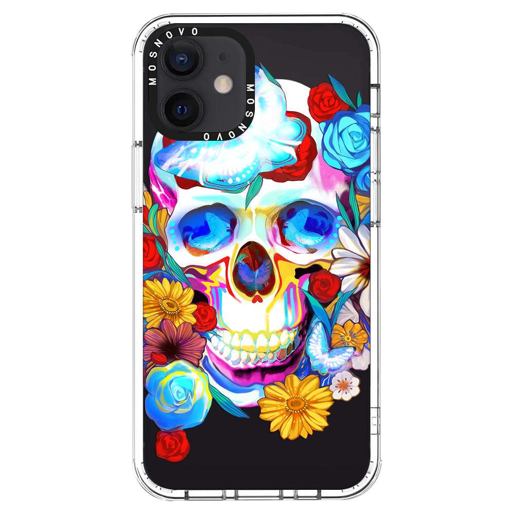 Sugar Flower Skull Phone Case - iPhone 12 Mini Case - MOSNOVO