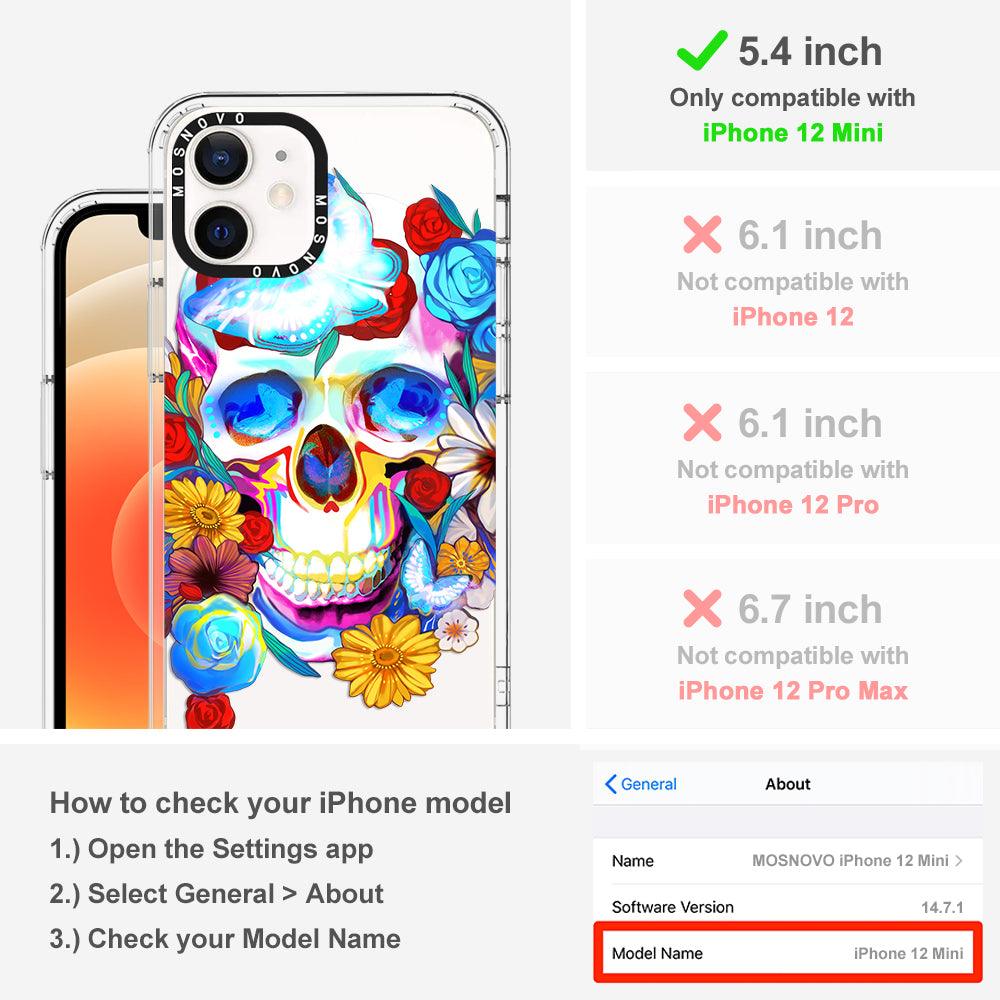 Sugar Flower Skull Phone Case - iPhone 12 Mini Case - MOSNOVO
