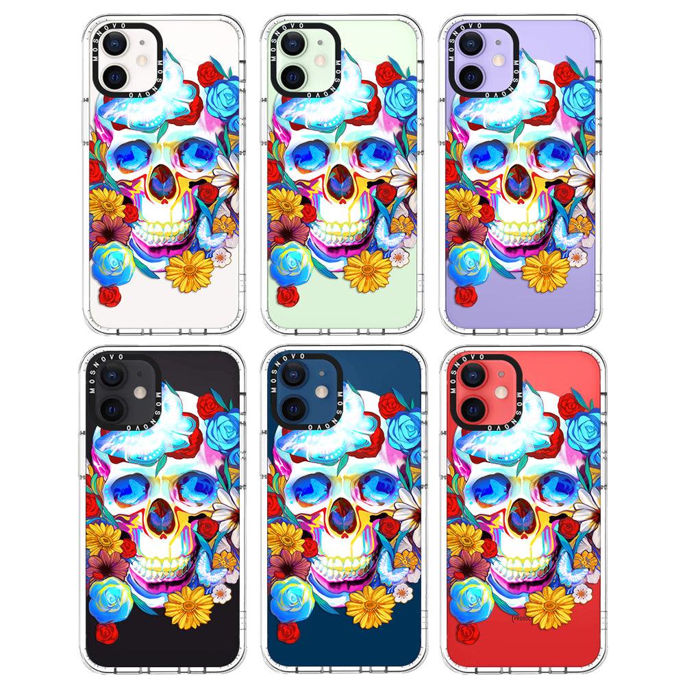 Sugar Flower Skull Phone Case - iPhone 12 Mini Case - MOSNOVO