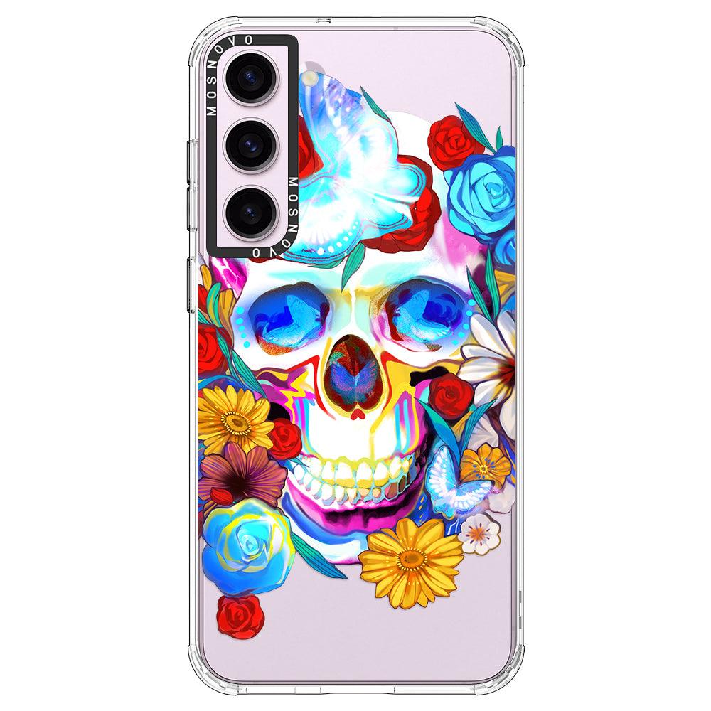 Sugar Flower Skull Phone Case - Samsung Galaxy S23 Plus Case - MOSNOVO