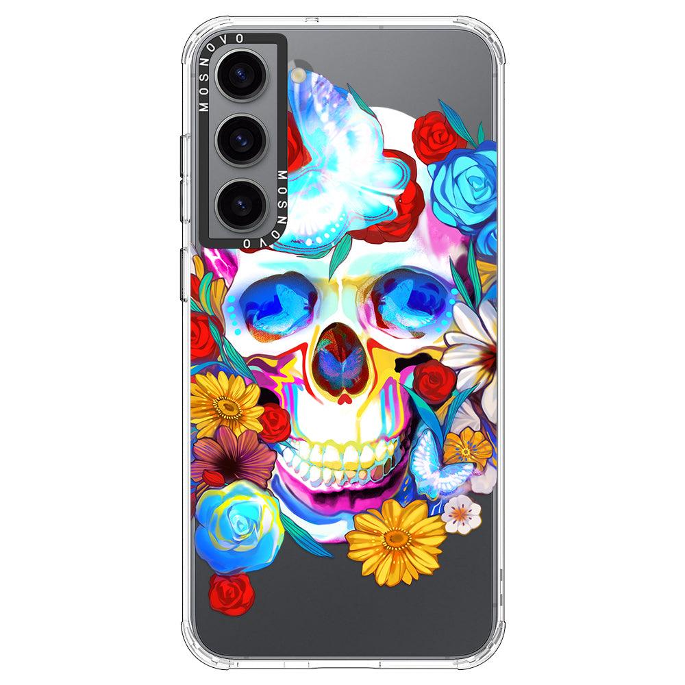 Sugar Flower Skull Phone Case - Samsung Galaxy S23 Plus Case - MOSNOVO