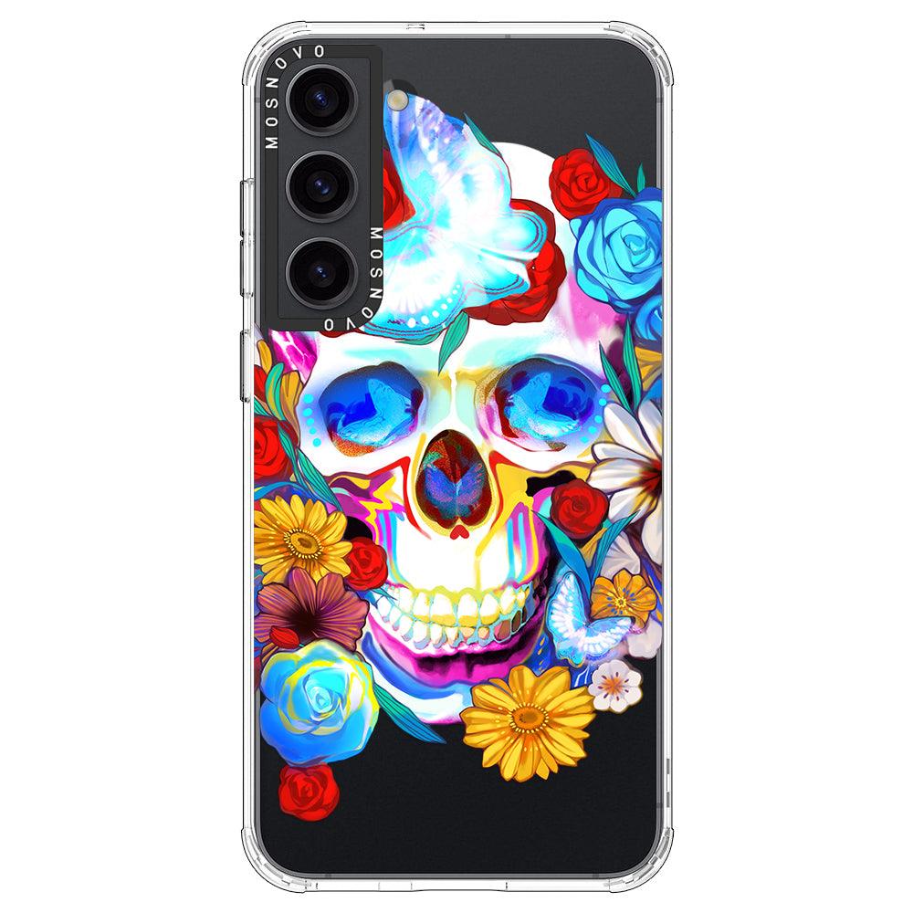 Sugar Flower Skull Phone Case - Samsung Galaxy S23 Plus Case - MOSNOVO