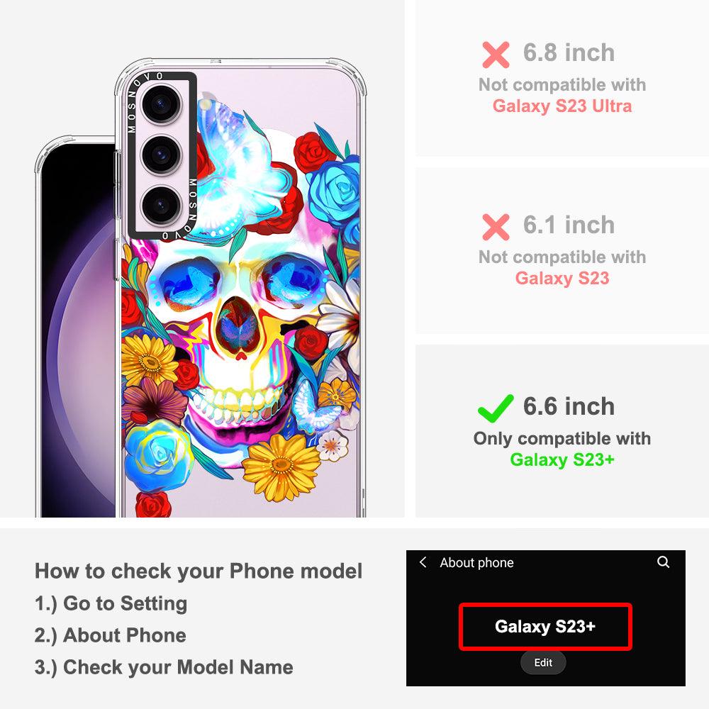Sugar Flower Skull Phone Case - Samsung Galaxy S23 Plus Case - MOSNOVO