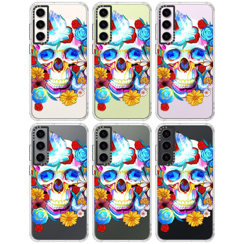 Sugar Flower Skull Phone Case - Samsung Galaxy S23 Plus Case - MOSNOVO