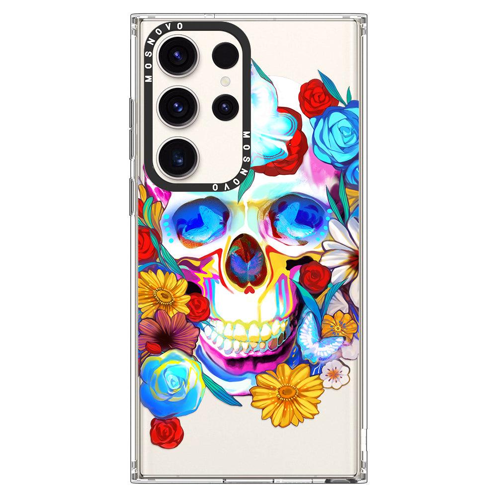 Sugar Flower Skull Phone Case - Samsung Galaxy S23 Ultra Case - MOSNOVO