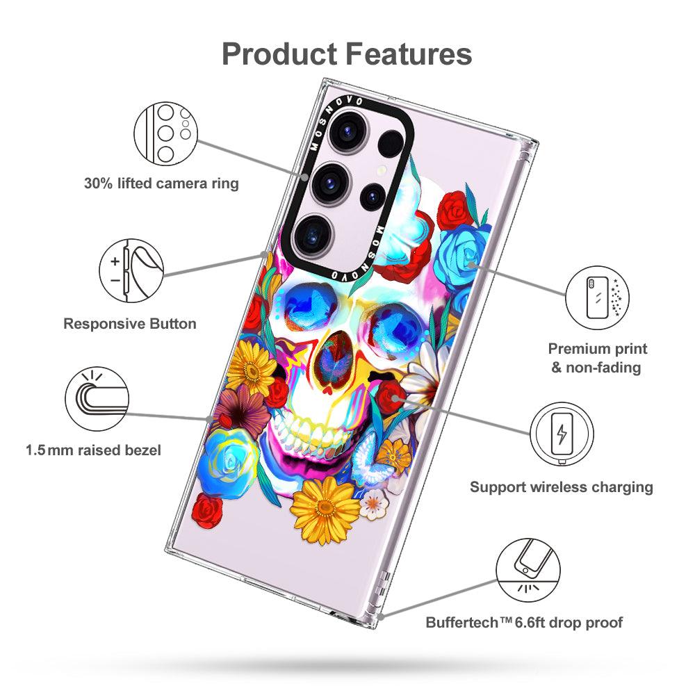 Sugar Flower Skull Phone Case - Samsung Galaxy S23 Ultra Case - MOSNOVO