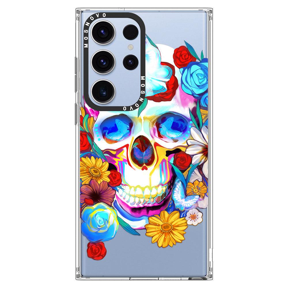 Sugar Flower Skull Phone Case - Samsung Galaxy S23 Ultra Case - MOSNOVO