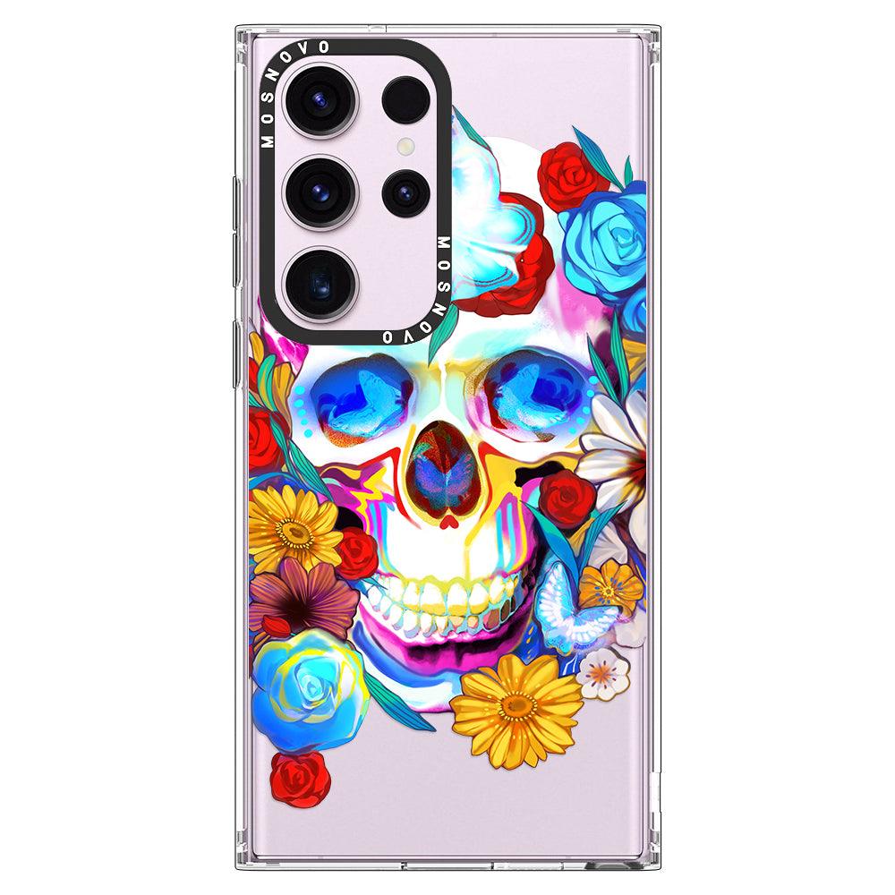 Sugar Flower Skull Phone Case - Samsung Galaxy S23 Ultra Case - MOSNOVO