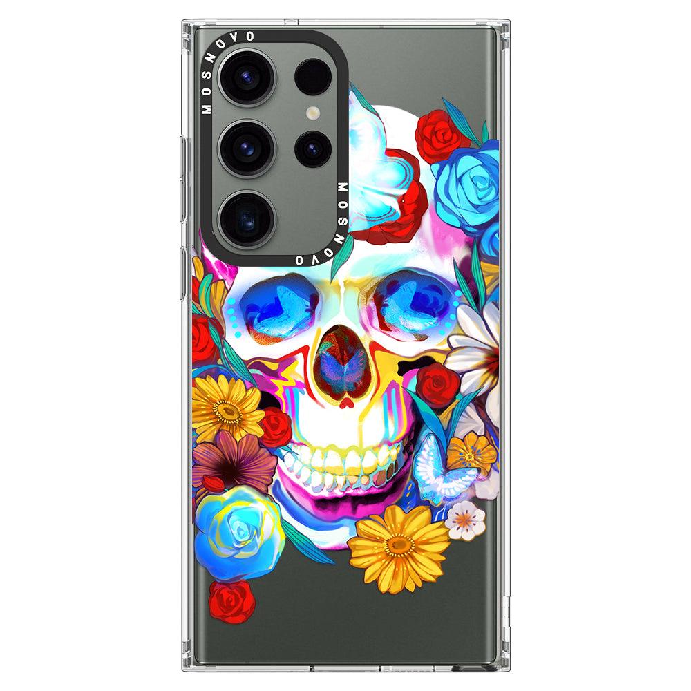 Sugar Flower Skull Phone Case - Samsung Galaxy S23 Ultra Case - MOSNOVO