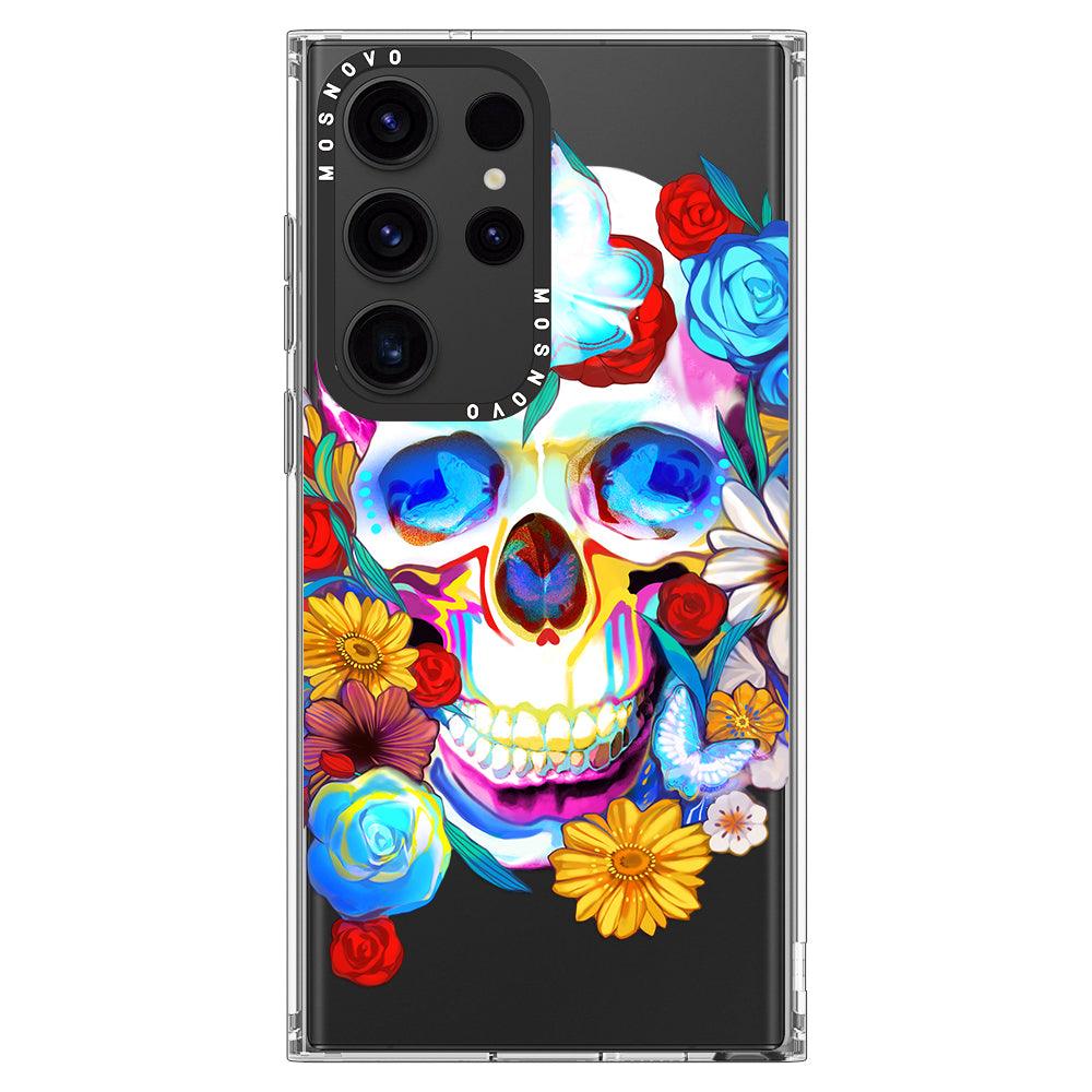 Sugar Flower Skull Phone Case - Samsung Galaxy S23 Ultra Case - MOSNOVO