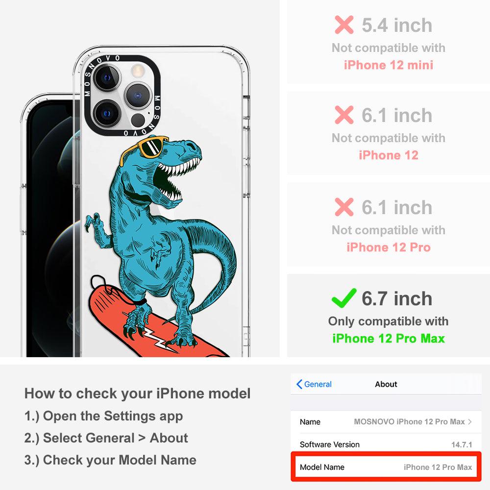 Surfing Dinosaur Phone Case - iPhone 12 Pro Max Case - MOSNOVO