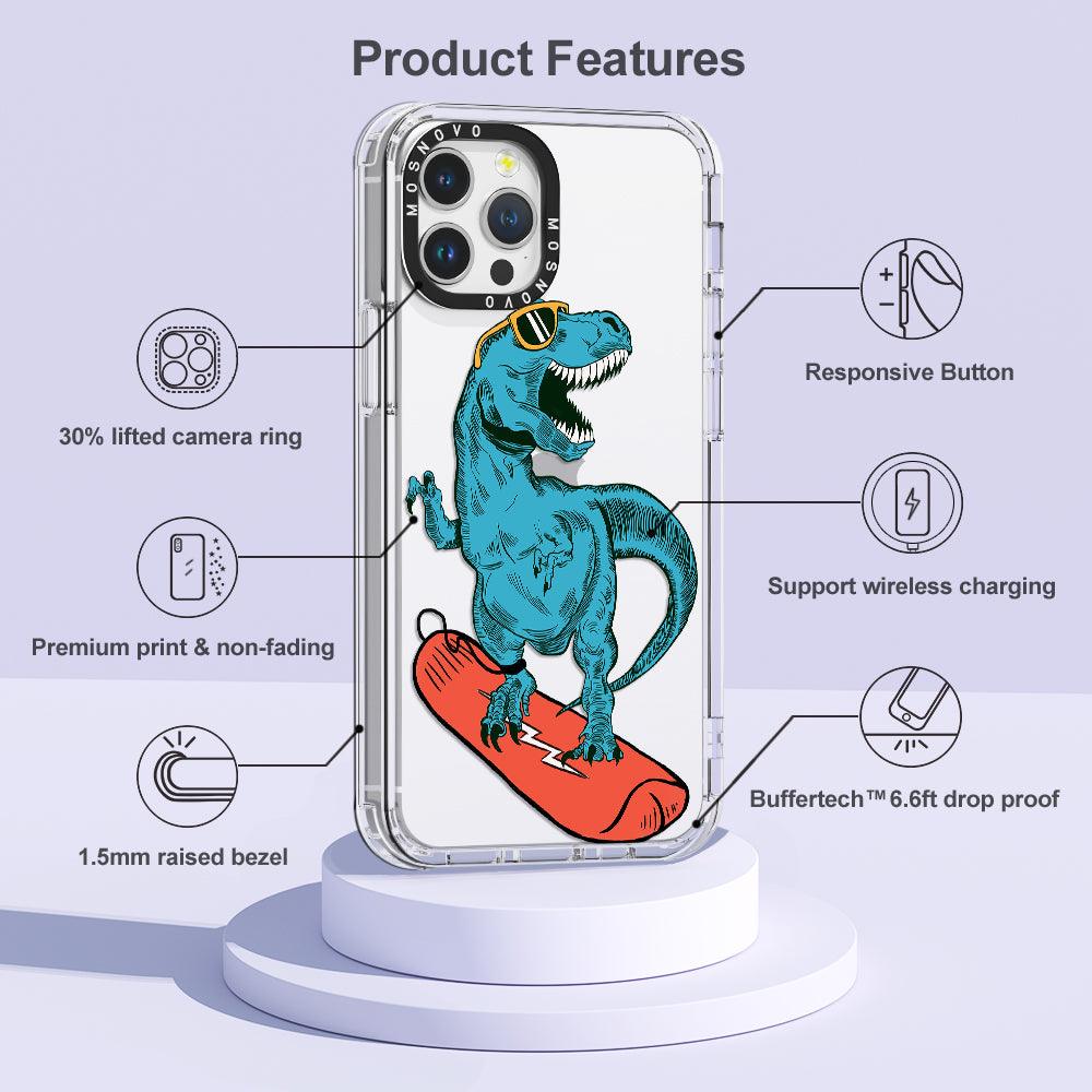 Surfing Dinosaur Phone Case - iPhone 12 Pro Max Case - MOSNOVO