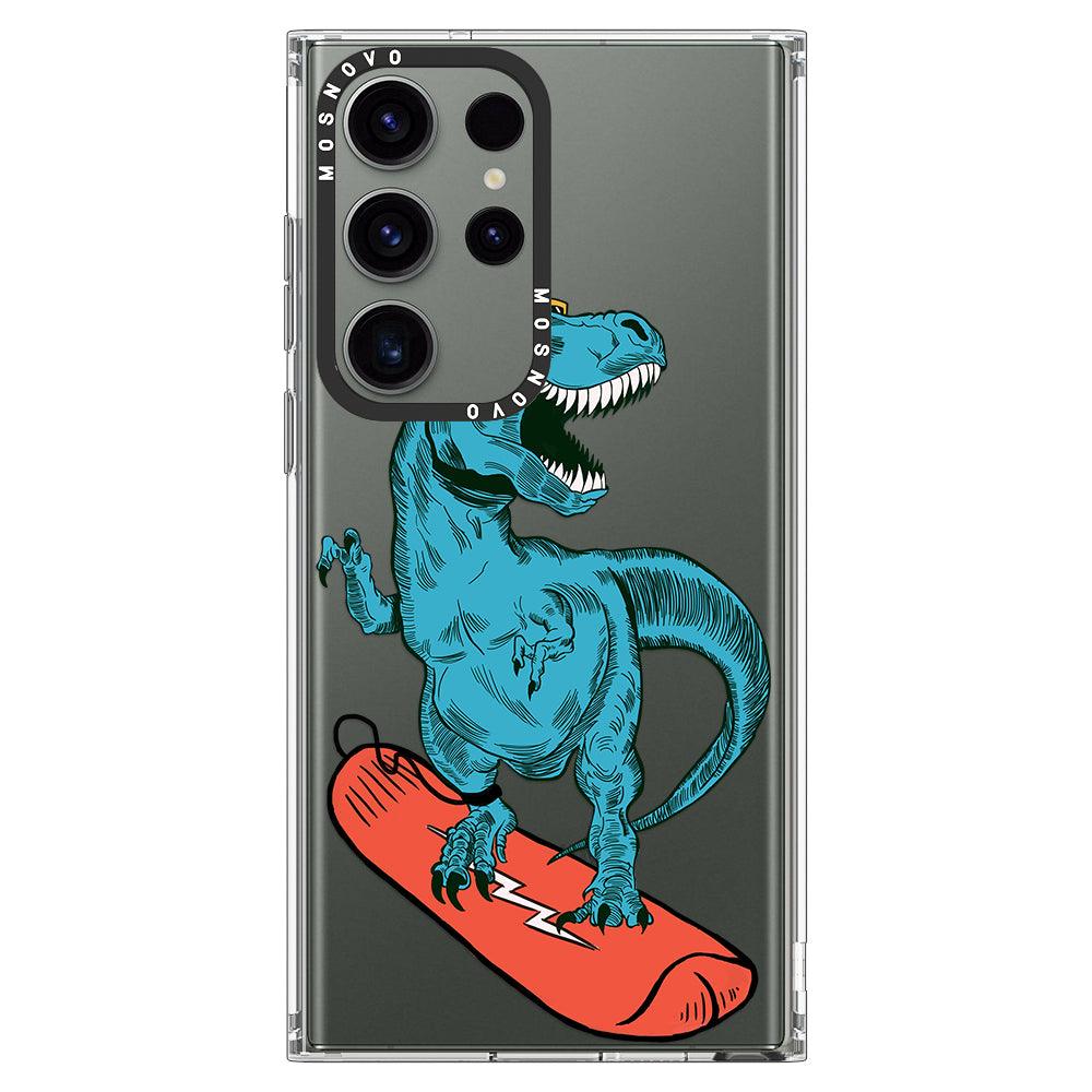 Surfing Dinosaur Phone Case - Samsung Galaxy S23 Ultra Case - MOSNOVO