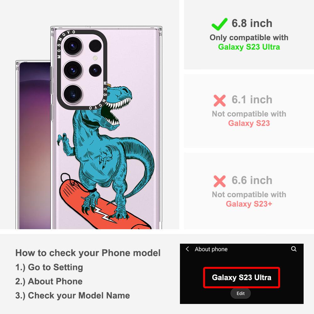 Surfing Dinosaur Phone Case - Samsung Galaxy S23 Ultra Case - MOSNOVO