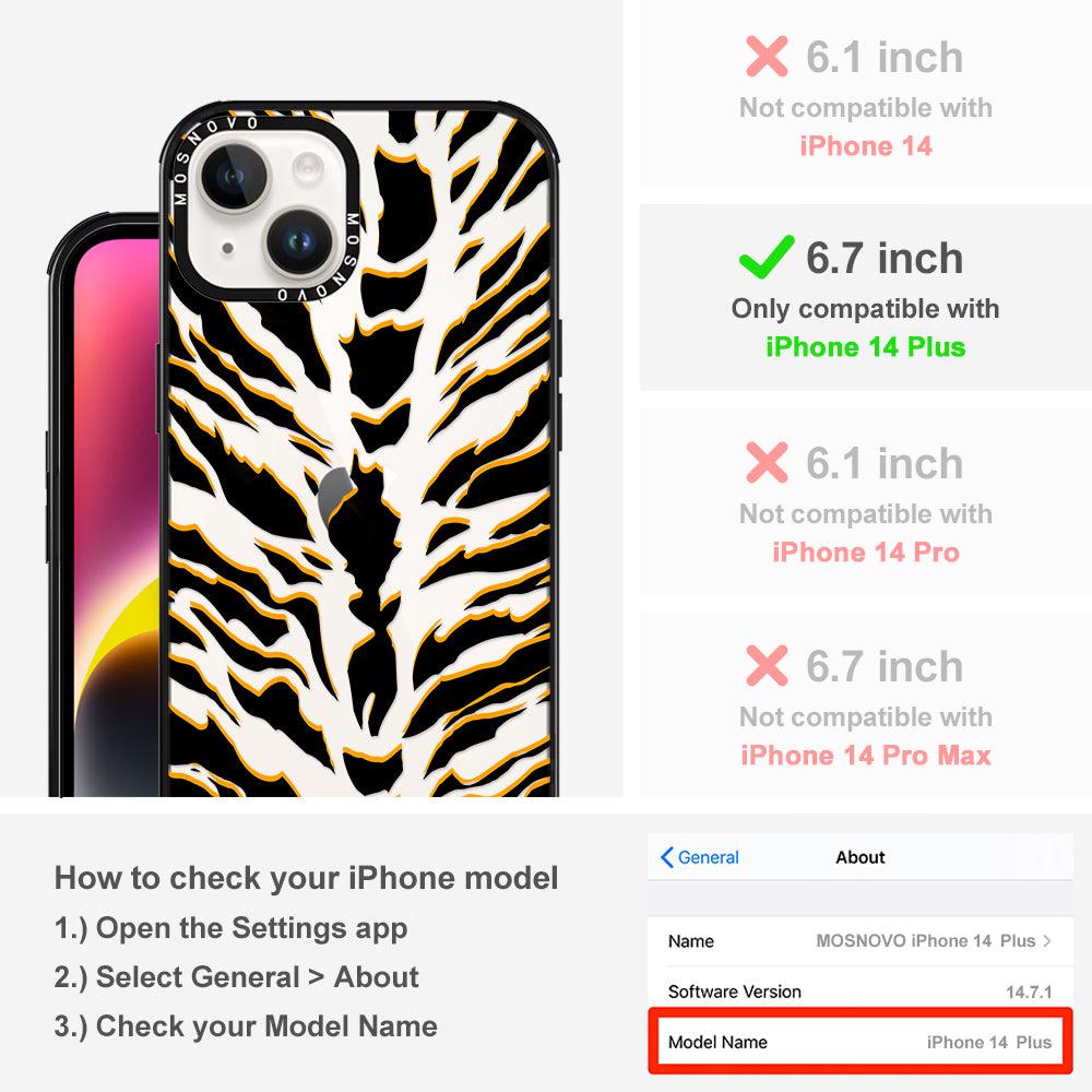 Tiger Print Phone Case - iPhone 14 Plus Case - MOSNOVO