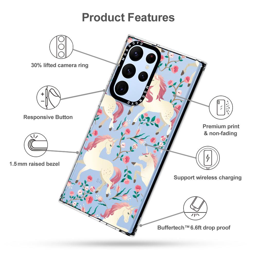 Unicorn Flower Garden Phone Case - Samsung Galaxy S22 Ultra Case - MOSNOVO