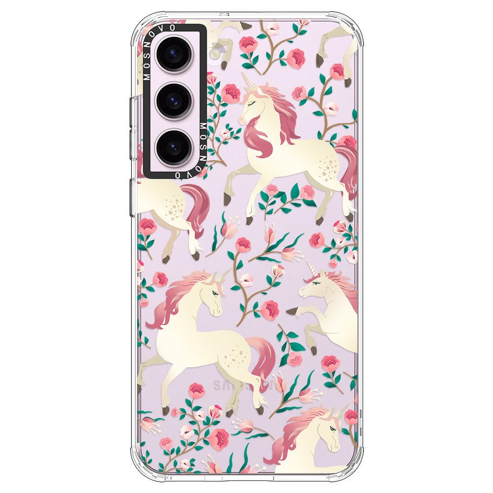 Unicorn Flower Garden Phone Case - Samsung Galaxy S23 Plus Case - MOSNOVO