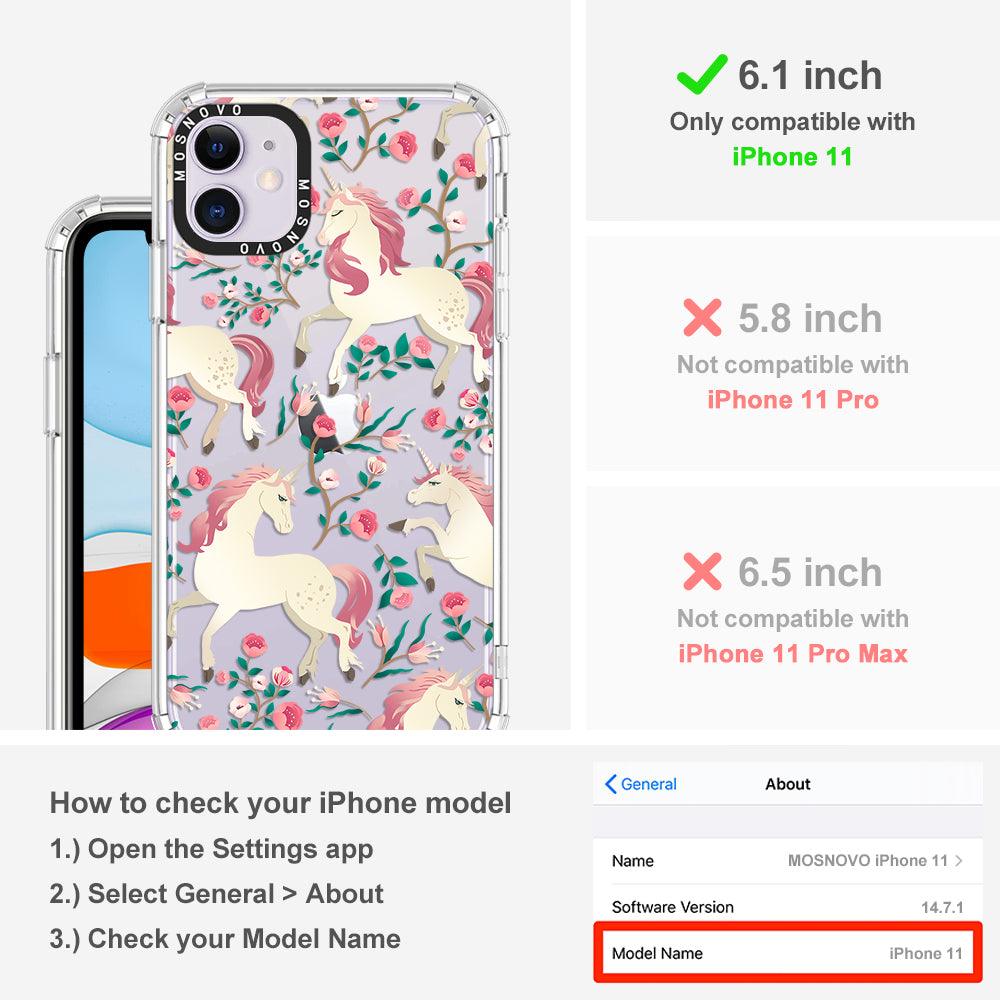 Unicorn with Floral Phone Case - iPhone 11 Case - MOSNOVO