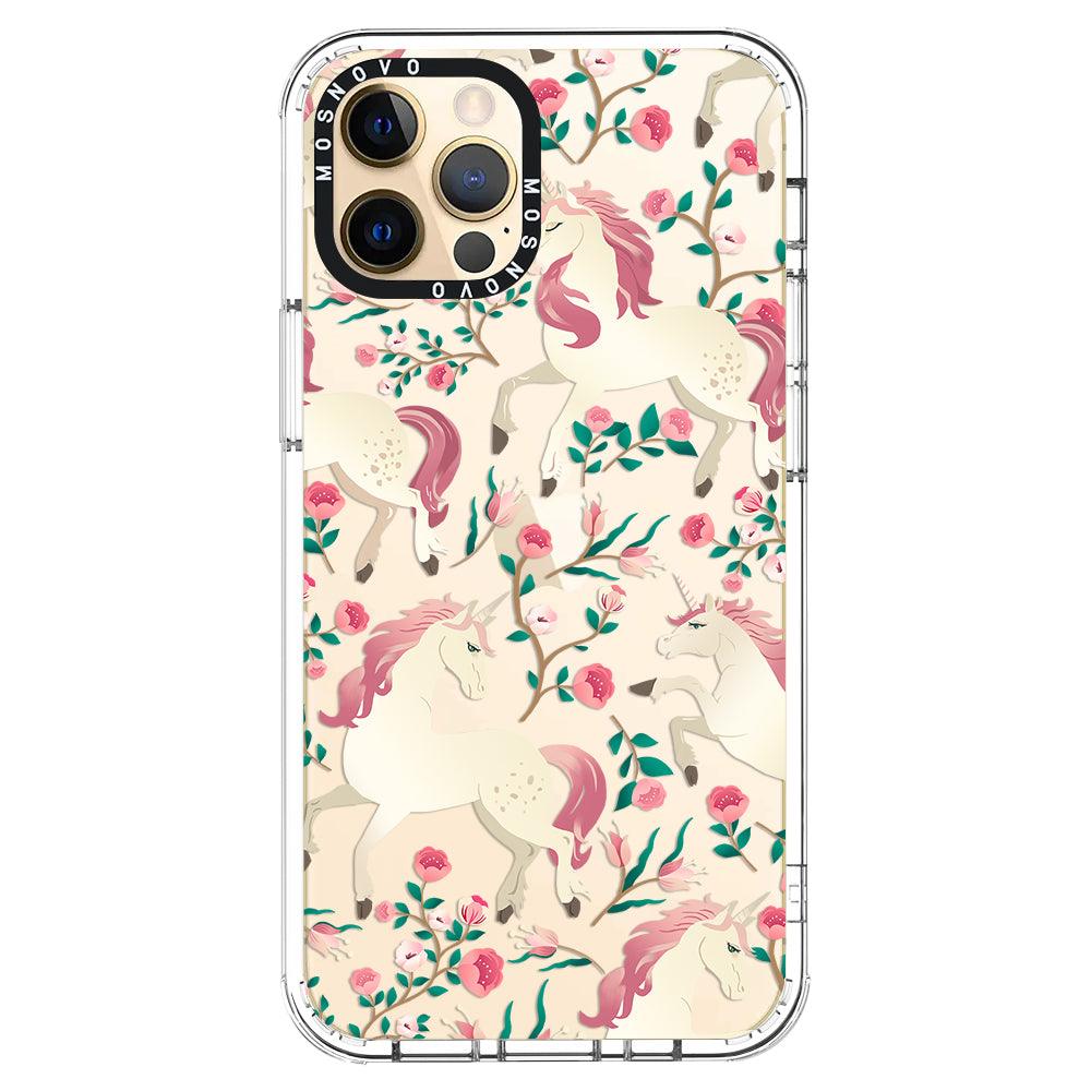 Unicorn with Floral Phone Case - iPhone 12 Pro Case - MOSNOVO