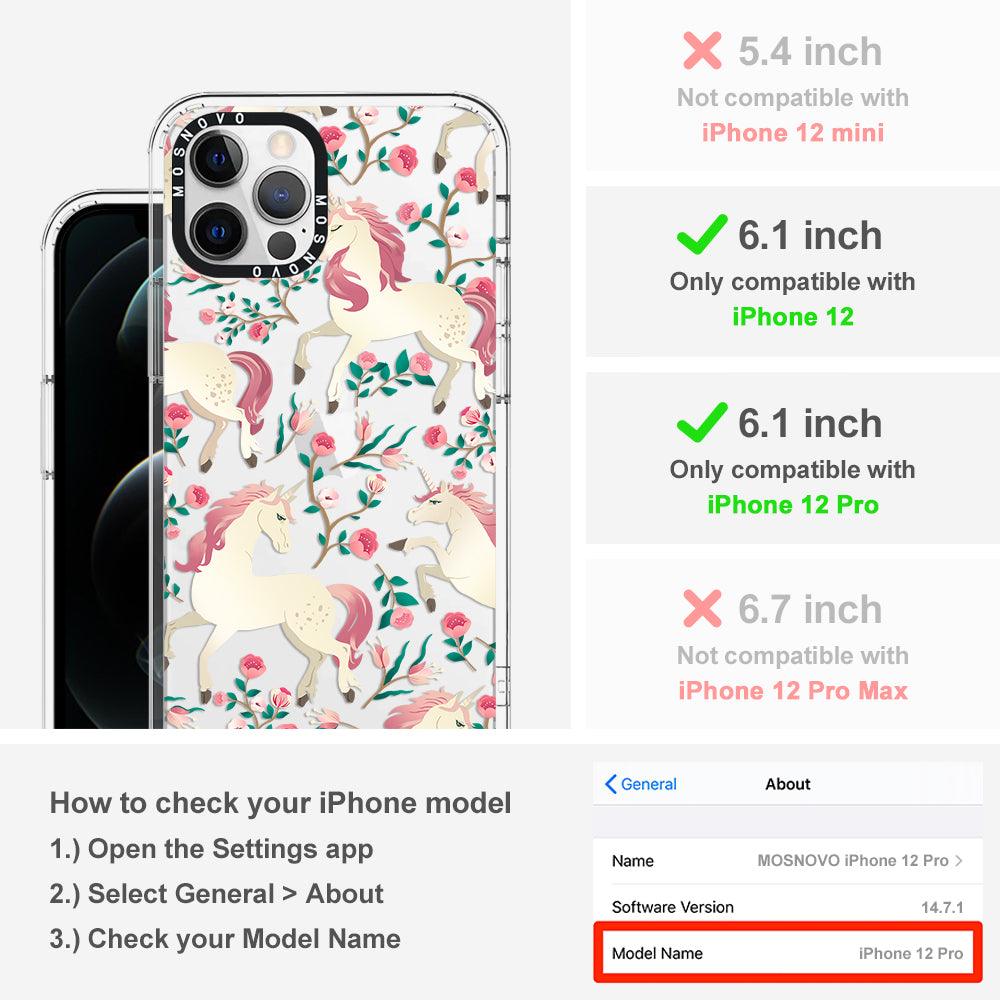 Unicorn with Floral Phone Case - iPhone 12 Pro Case - MOSNOVO